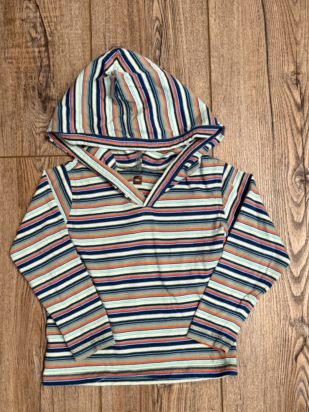 Tea Collection Boys Striped Hooded Long Sleeve Top Size 2T